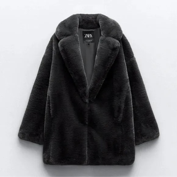 SALE!!! Zara faux fur coat brown RARE - Picture 3 of 11